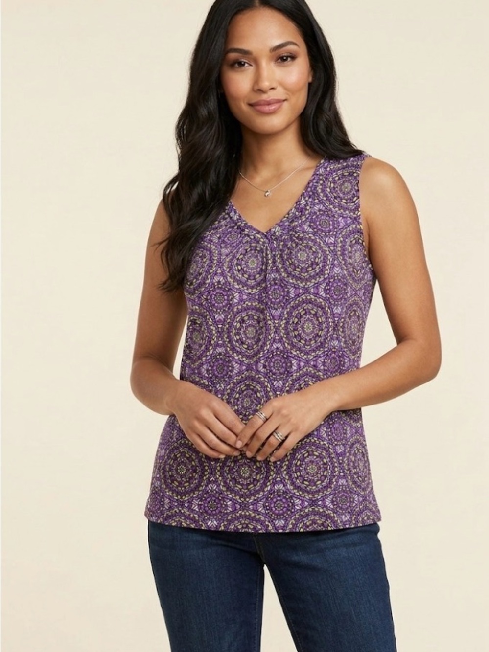 Apt.9 tank top V purple, white green black size 1X